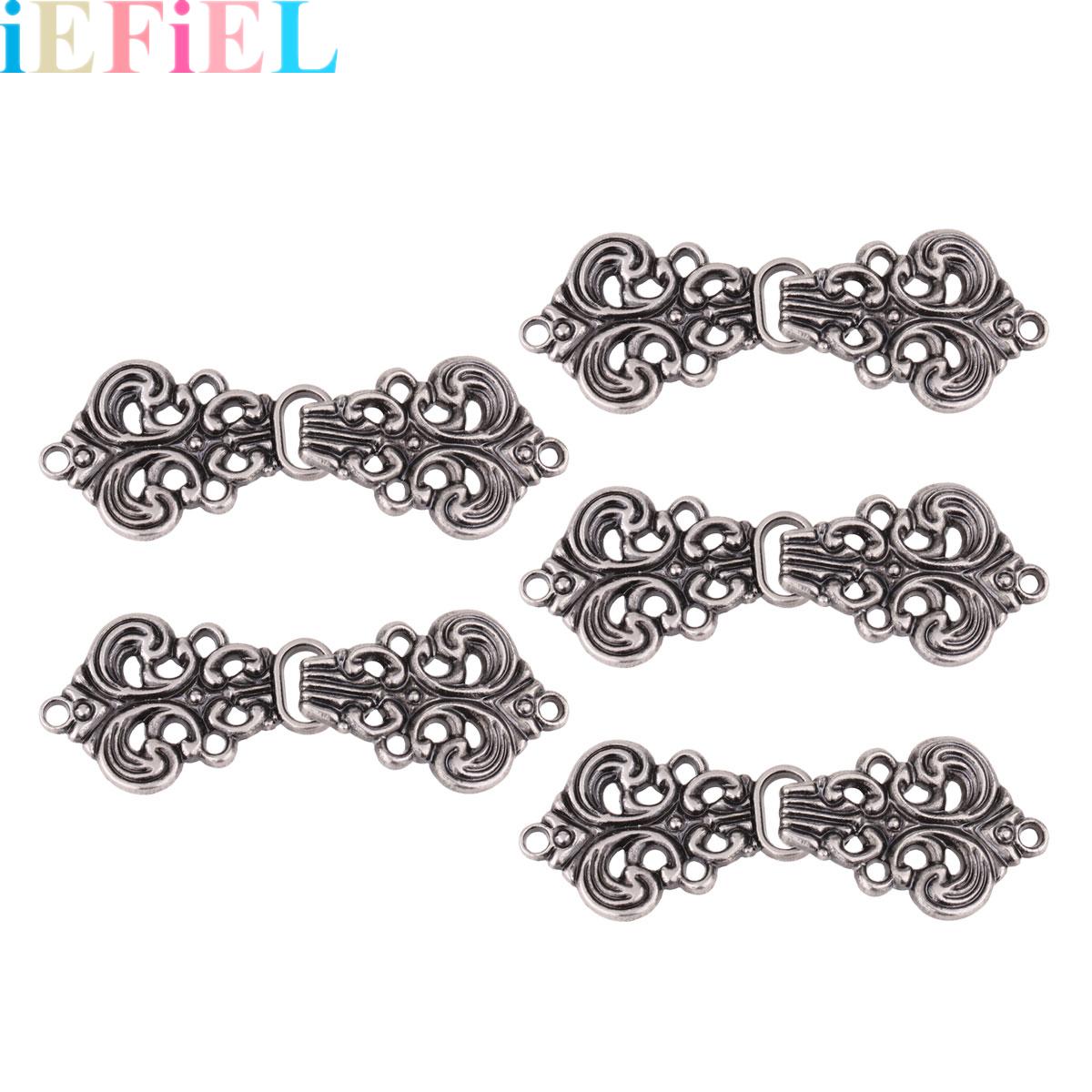 Hook Eye Fastener - 5 Paar dekorative Knöpfe mit Wirbelblumen,
