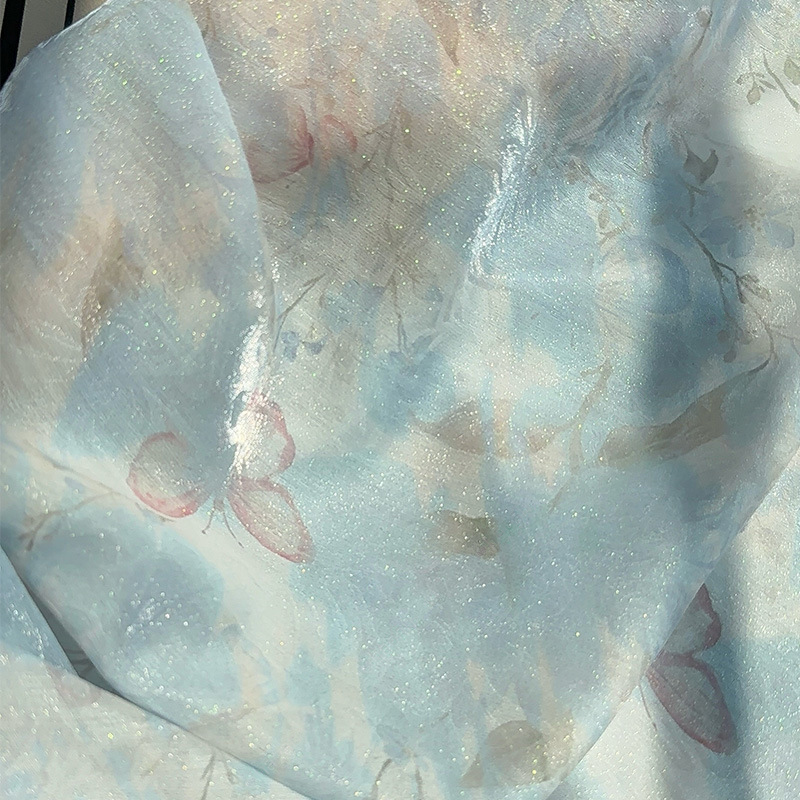 Sewing Garments - 1 m chinesischer Stoff mit Blumen-Jacquard-Druck,