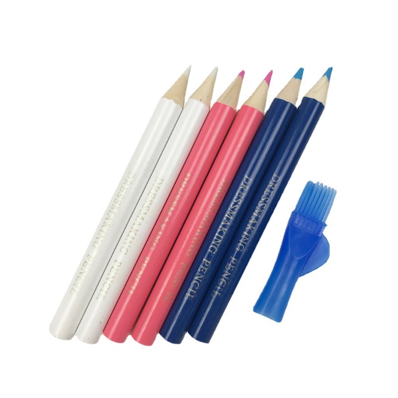 Tailor Chalk Marker - 3/6 Stück wasserlösliche Stoffstifte mit Bürstenkappe,