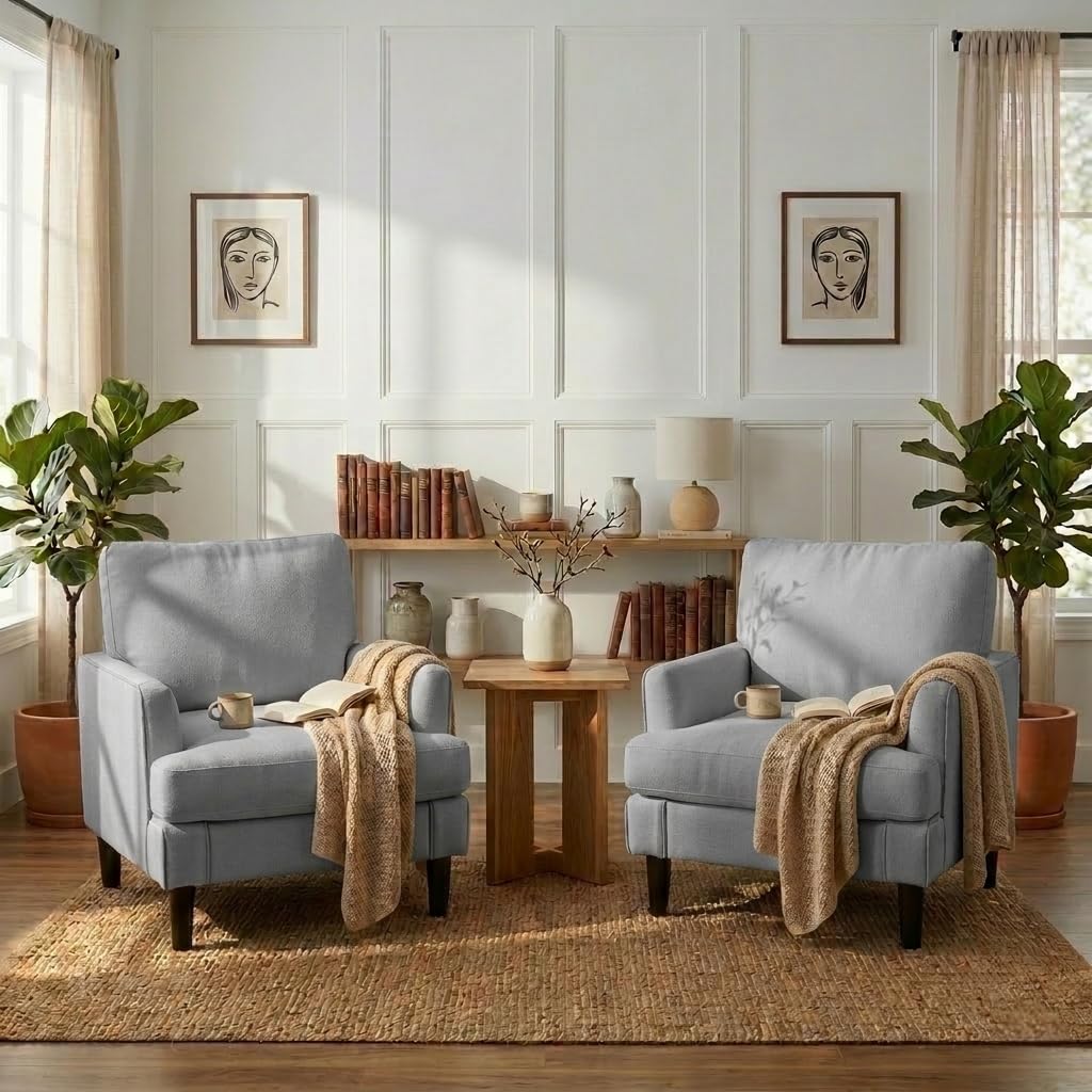 Century Textile & Sewing Supply - # Akzentstuhl-Set im Mid-Century-Stil, bequemer gepolsterter