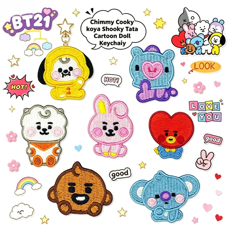 Iron On Patch - LINE FRIENDS BT21 Alle Charaktere Bestickter