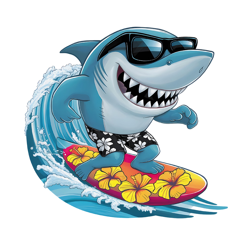 Interessante Haie beim Surfen  – Iron On Patch Bewertung und Preis