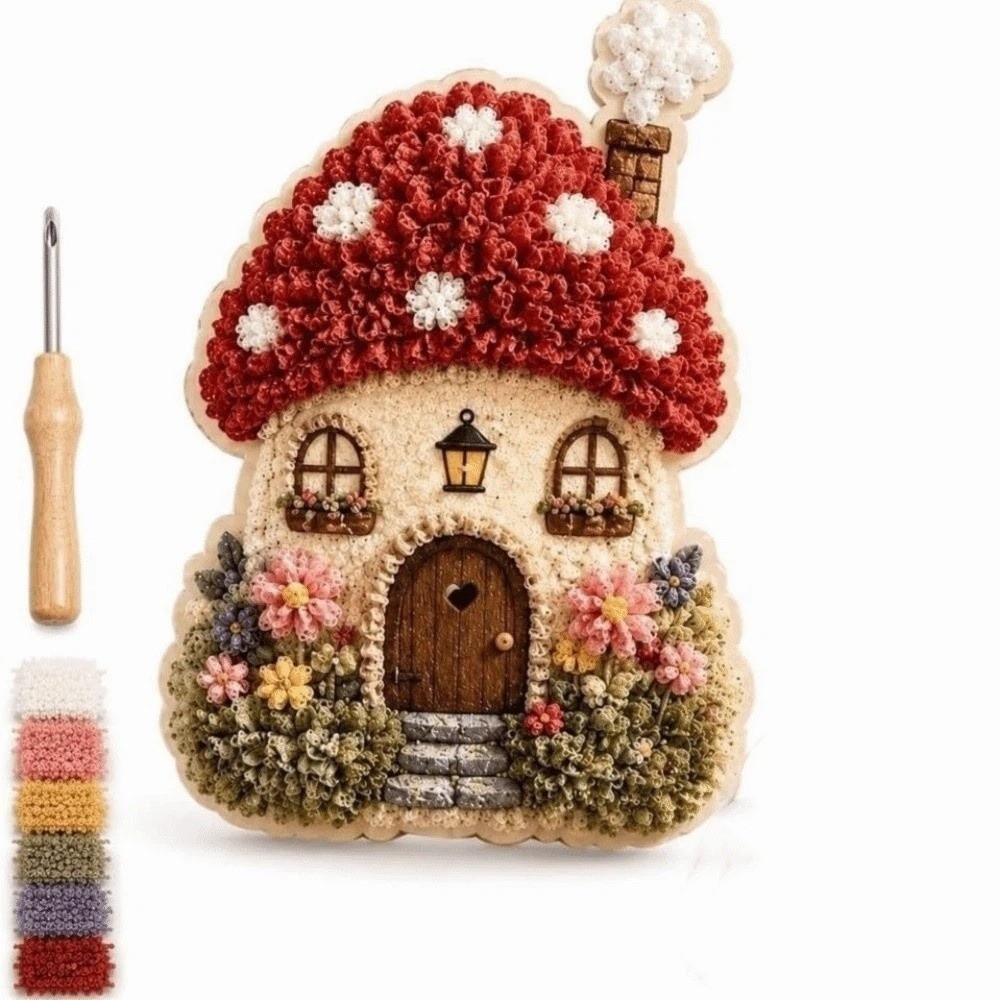 Haus-Szene Poke-Art-Set Pilzhü – Is Sewing Textile Art Bewertung und Preis